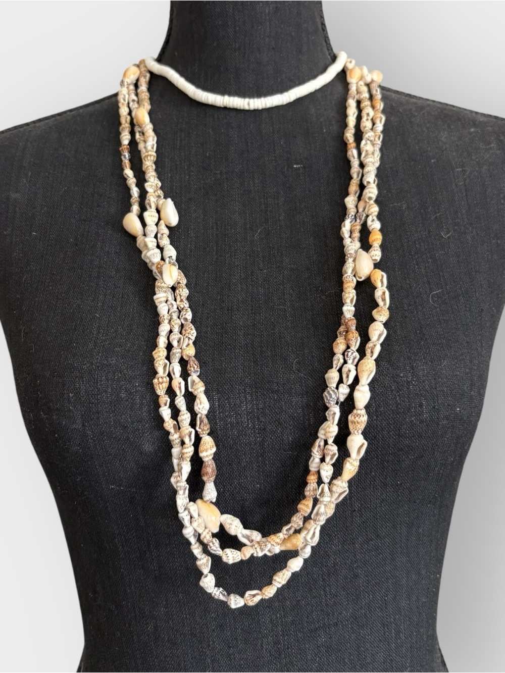Puka Shell & Sea Shell Handcrafted Natural Shell Multi-Strand Necklaces - Picture 2 of 3